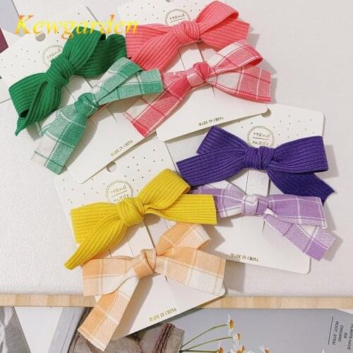 Kewgarden Plaid hair clip fresh big bowknot hair clip top clip girls bangs clip heist 4pcs