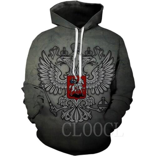 CLOOCL Retro Hoodie Russian National Emblem 3D Hoodies Printed Autumn Hooded Pullover Long Sleeve Men Women Streetwear Tracksuit