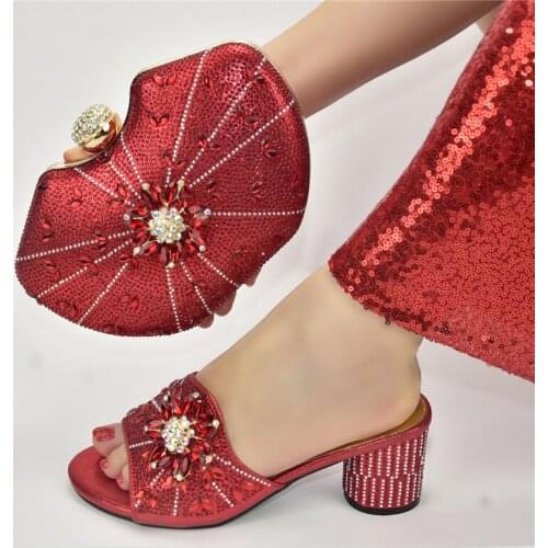 Italian Shoes with Matching Bag Summer High Heeled Shoes for Women Nigerian Party Shoe and Bag Sets Slip on Shoes for Women