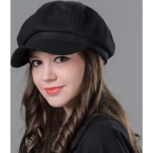 Vintage Fashion Wool Womens Chapeu Feminino Fedora Octagonal Cap Laday girl Newsboy Virsor hat Cap Painter Beret Hat 25