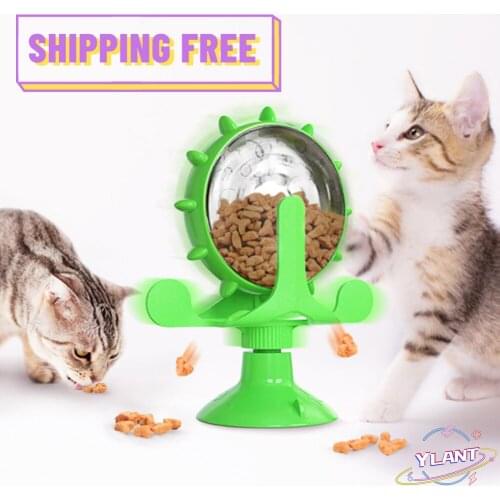 Funny Pet Cat Turntable Toy 360 Rotating Windmill Interactive Training Teasing Puzzle Exercise Play Game Feeding Leakage Device