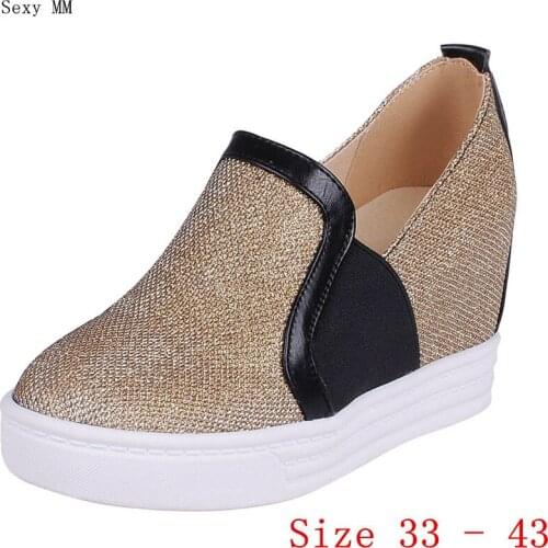 Slip On Shoes Platform Women Wedges High Heels Casual Platform Wedge High Heel Shoes Small Plus Size 33 - 40 41 42 43