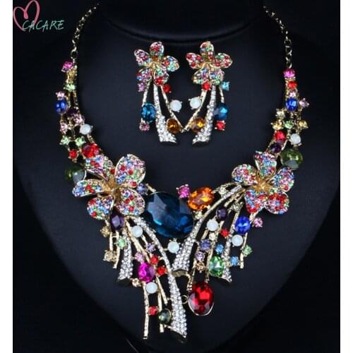 Luxury Jewelry Set Large Necklace Earrings Maxi Women Pendent CHEAP Fashion Collares Statement F1014 with Rhinestones