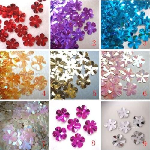 Free ship 0.5kg/pack about 10500PCS 14mm Pierced Flatback Resin flower Sequins DIY Clothing gift wedding Party art decoration