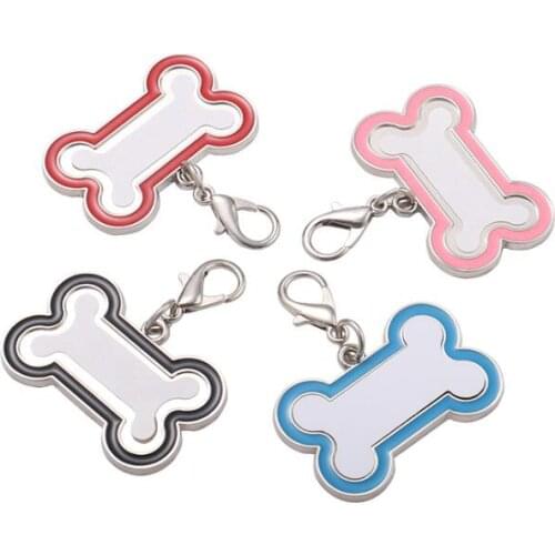 10pcs Sublimation DIY White Blank Metal Dog Tag ID Card Keychain Mix Color