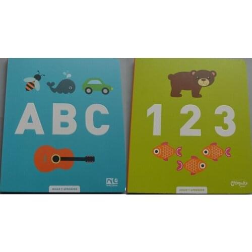 2 books Parent Child Kids Baby Spanish Book Early Education Enlightenment Cute Picture Learning Reading Cardboard Book Age 0 - 3