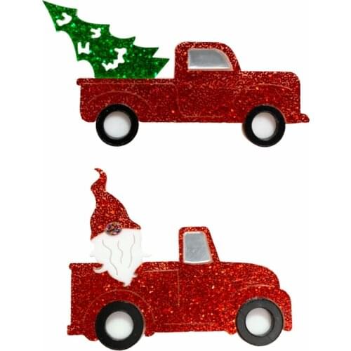 2021 Cute Christmas Gift Glitter Red Car Santa Claus Christmas Tree Acrylic Brooches For Women Fashion Badges For Decoration