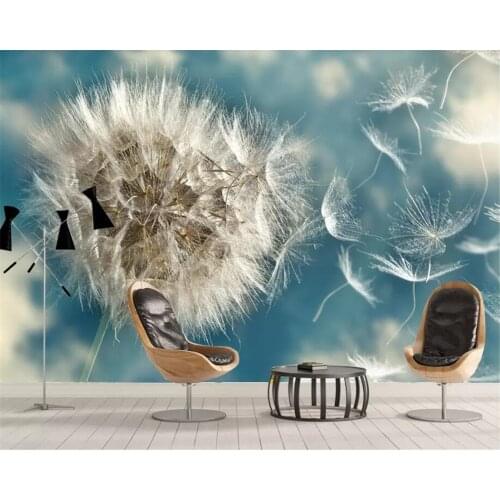 Beibehang Custom 3d wallpaper beautiful dandelion Nordic fashion TV background wall papel de parede 3d wall papers home decor