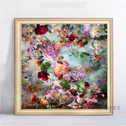 5D Diamond Painting Flowers Craft Retro Art Oil Painting Diamond Mosaic Diy Full Round Diamond Embroidery Cross Stitch Decor Gif