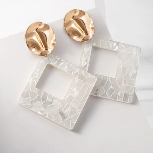 White Acrylic Earrings Statement Earrings For Women 2019 Fashion Square Geometric Drop Dangle Earring Vintage Wedding Jewelry