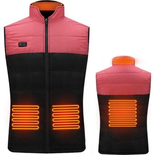 Sleeveless Stand Collar Unisex Waistcoat USB Heated Thicken Warm Double Switch 4 Heating Areas Winter Waistcoat Thermal Clothing