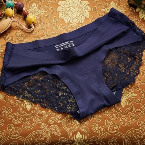 BZEL Sexy Lace Underwear Womens Panties Cozy Comfort Lingerie Hot Sale Ice Silk Briefs Seamless Panties Skin-Friendly Underpant