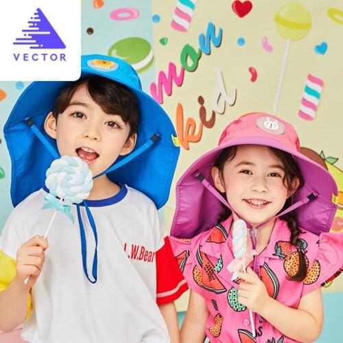Childrens Summer Beach UV Cut Cap Baby Hat Boys Girls Kids Sun Hats Swimming Cap Breathable Neck Protection Outdoor 2-12 Years