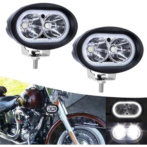 2PCS Motorcycle LED Headlight 20W 2000Lm Spot Flood light Bicycle Work Off Road ATV 4WD Car Driving Fog Auxiliary Lamp