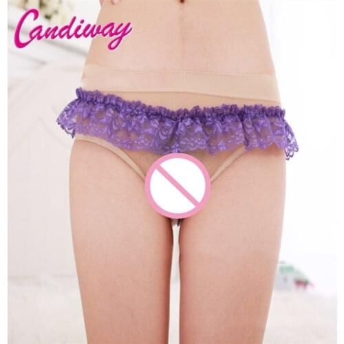Hot Sexy Lingerie Women Lace Exotic Panties Intimates Sexy Temptation Pearl Purple Masturbation Sexy Thong Underwear Perspective