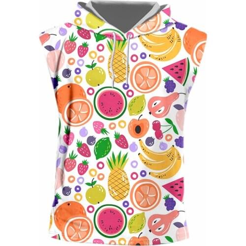 IFPD 3D Hooded Tank Tops Men 's Cool Sleeveless Shirts 3D Colorful Fruit Print Summer Fashion Casual Vest Plus Size 6XL Clothing