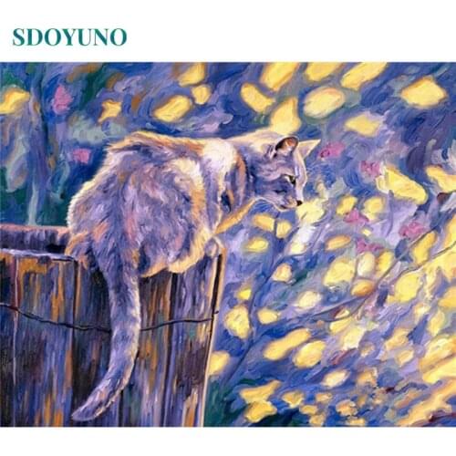 SDOYUNO Oil Painting By Numbers Cats 60x75cm DIY Paint By Numbers On Canvas Animals Handpaint Frameless Home Decor Wall Art