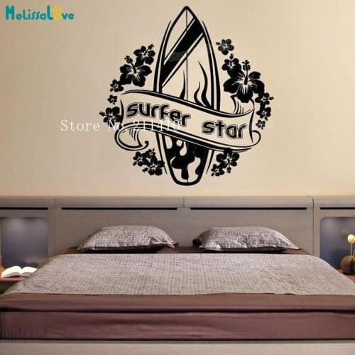 Cool Sport Wall Decals Surfer Star Art Wallpaper Sticker Home Decoration For Living Room Removable Vinyl Flower Murals YT152