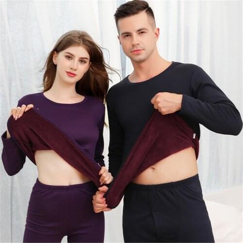 Plus Velvet Thick Warm Thermal Underwear Set Long Johns For Male Female Warm Thermal Clothing Men Woman Winter Suit Wear Villus