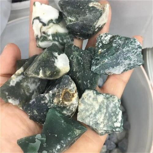 Crystals Rough Healing Stones Natural Green Moss Agate Raw Gemstone For Home Decoration