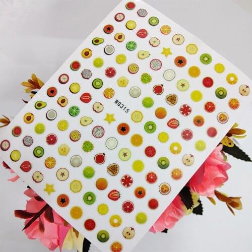 Summer Watercolor Fruits 3D Stickers Sliders for Nails Self Adhesive Nail Art Decoraciones Foil Design Manicure Accesorios