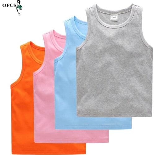 Hot Summer Children Cotton Vest Solid Color Tank Top For Boys 2-12Years Kids Undershirt Teenager Underwear Clothing 2Pcs/Package