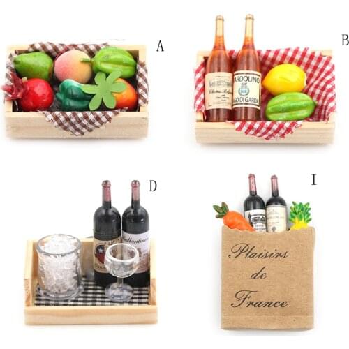 Mini 1:12 Wine Bottles Fruit Box Candy Food Toy Doll House Miniature Match For Collectible Gift 4 Styles