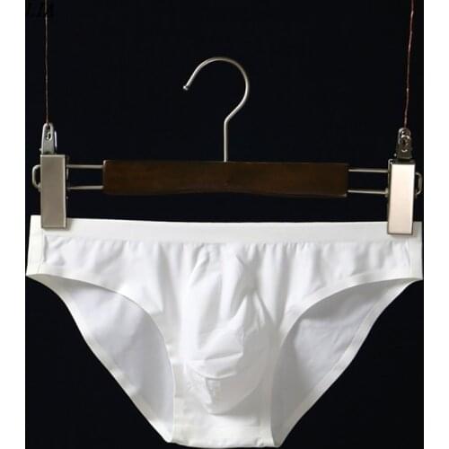 Mens Elastic Seamless Seamless Ice Briefs White Low Waist Soft Silk Breathable Underwear Underpants Solid