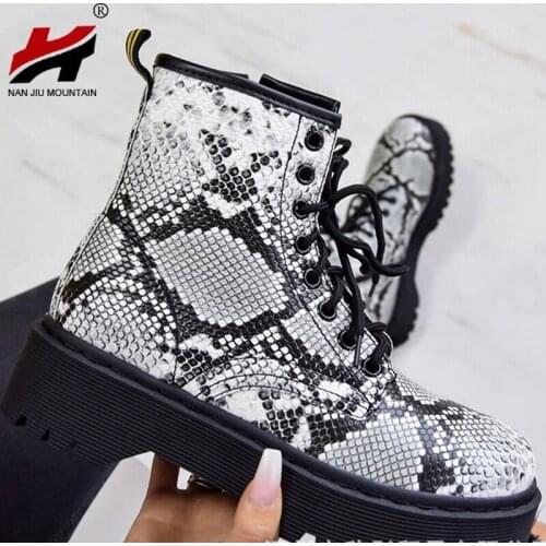 NAN JIU MOUNTAIN 2020 Women Boots Autumn Ankle Boots High Quality Short Boots Fashion Snake Print Comfortable Plus Size 41