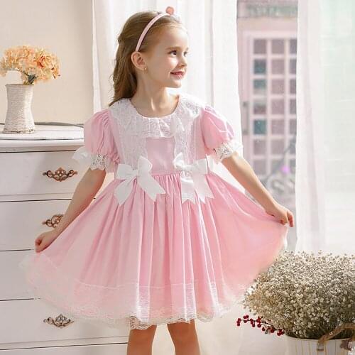 New Design Good Quality Factory Price Fashion Hot Selling Childrens Cotton Court Bow Short-Sleeved Dress