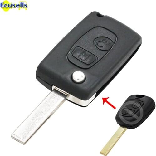 NEW Style Upgrade To Flip Remote Key Case Fob KEY SHELL 2 BUTTON for PEUGEOT 307 blade with groove