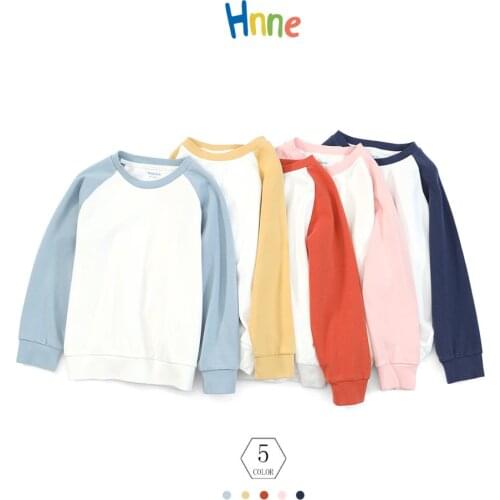 Hnne 2021 Spring New Contrast Color Kids Hoodies Fashion Cute Childrens Sweatshirts Soft Boys Grils Quality Joggers Tops