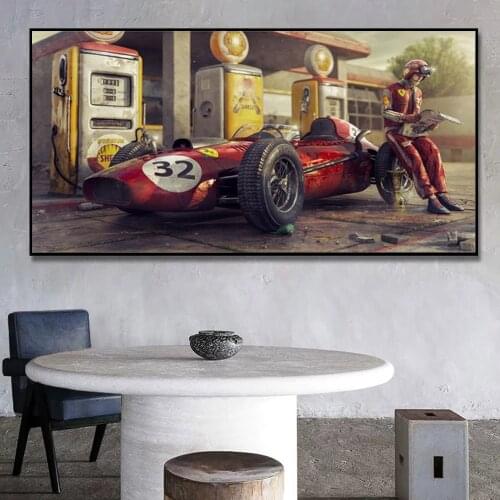 Retro Classic Racing Car Racer Posters and Prints Canvas Painting Print Wall Art for Living Room Home Decor (No Frame)