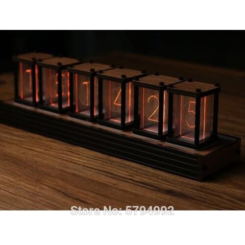 RGB pseudo-glow tube clock DIY kit LED desktop creative decoration boyfriend gift black walnut shell high-end classical