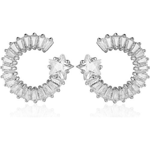 Single Piece Hot sale letter Ear Studs C Shaped Hoop African Star Design zircon Earrings Chinese manufacturers custom wholesale