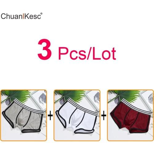 Pure Cotton Mens Underwear Korean Youth Sexy Low Waist Boxer Pants Simple And Comfortable Wide Belt Large Size Fashion Pack of3