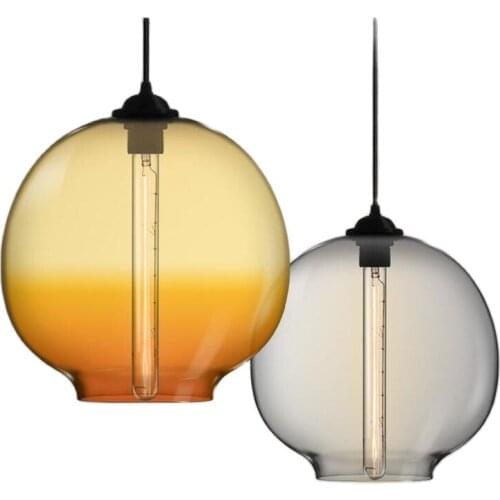 Creative Vintage Handmade Gradient Color Crystal Glass LED E27 Pendant Light For Dining Room Restaurant Bar Pendant Lamp 1442