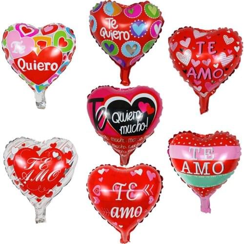 50/100pcs 10inch Spanish I Love You Heart TE AMO Foil Balloon Wedding Valentines Day Theme Party Decoration Air Globos Supplies