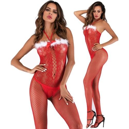 Hot Sale Fashion Crotchless Black Nightwear Ladies Summer Sexy Lingerie Fishnet Lace Bodystocking Sleepwear Women Sex Underwear