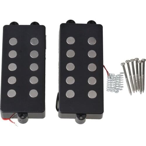 2 Pcs Black 5 String Open Type Bass Guitar Pickup Humbucker For Music Man Bass Coil Tap with 4 corewire