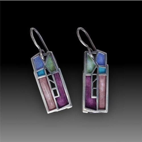 2019 Vintage Mixed Color Statement Geometric Long Hollow Metal Dangle Earrings for Women Fashion Jewelry Bohemian Earings Femme