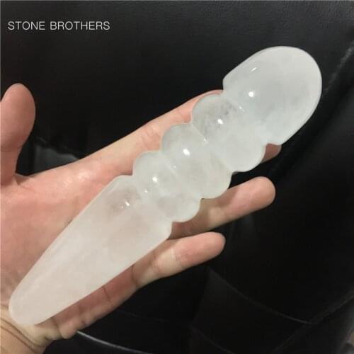 2020 hot 18CM Natural White Quartz Crystal Massage Yoni Wand for woman health OR Gift Free shipping