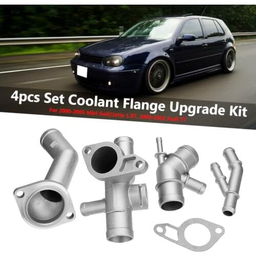 4PCS Aluminum Coolant Flange Upgrade Kit For VW MK4 Golf Jetta GLI GTI 337 1.8T 2000-2003 2004 2005 For Audi TT 2000 2001 2002