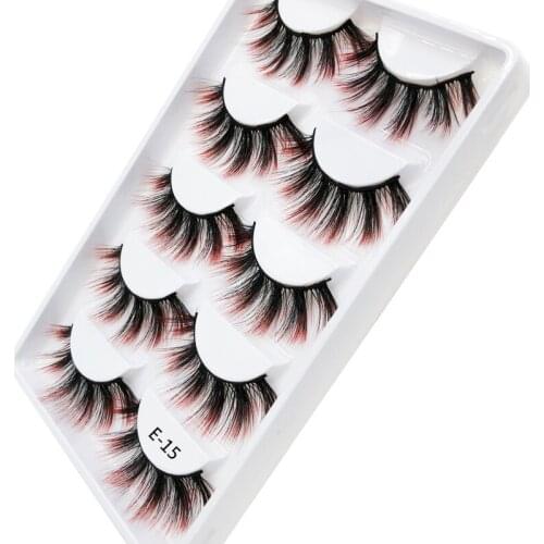 Flash girl E15 5pairs colorful mink eyelashes 16 styles beautiful fluffy and thick eyelashes