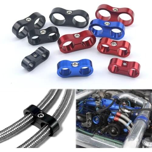 AN4 AN6 AN8 AN10 AN12 Braided Rubber Hose Line Clamp Aluminum Anodized Line Separator Separator Divider Clamp Kit Black Blue Red