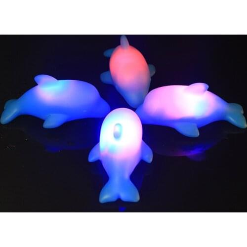 1pc Automatic Led Lighting Up Luminous Soft Dolphin Swim Bath Toys Plastic Flash Light Water Sense Baby Kids Toy Pool Light Toy