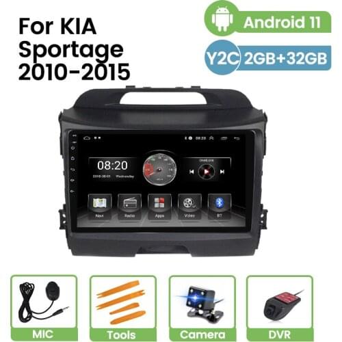Android 11 Carplay+Auto Car Radio 2G+32G For KIA Sportage 3 2010-2015 2.5D HD 1024*600 Video Player Multimedia GPS Navigation BT