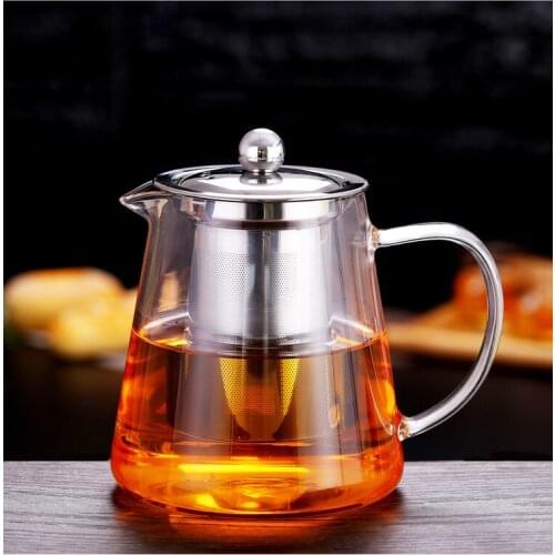 Borosilicate glass teapot with 304 stainless steel advocates filter hot coffee tea kettle pot of tool set