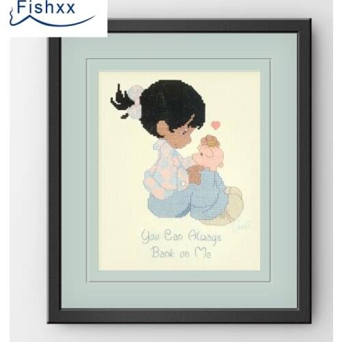 Fishxx Cross Stitch Package H139 Cute Girl And Her Pink Piggy Piggy Bank Cartoon Character Pattern Hand Embroidery