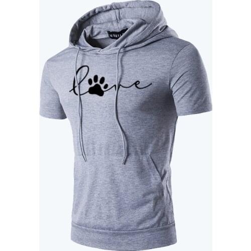 Korean Version Of The Trendy Top T-Shirt Mens Hooded Cartoons Printing T-Shirt Youth Summer Thin Daily Casual Short-Sleeved